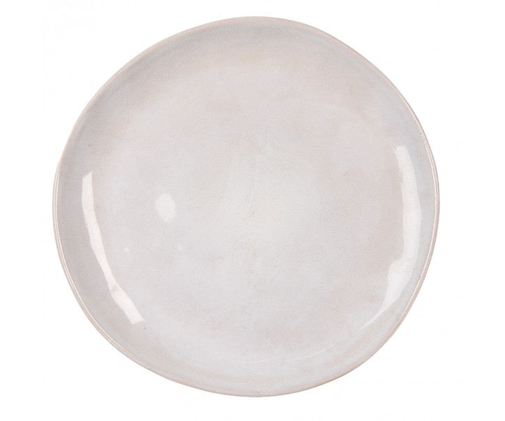 Bílo-béžový dezertní talířek Beillo - Ø 22*2 cm Clayre & Eef
