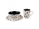 Bílo-černý porcelánový dezertní talíř se stromky Black&White X-Mas - Ø 20*2 cm Clayre & Eef