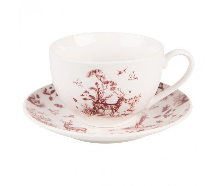 Porcelánový šálek s podšálkem Pretty Forest - 12*9*6 cm / Ø 14*2 cm / 200 ml Clayre & Eef