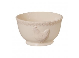 Béžová keramická miska s dekorem slepičky Chicken Rustic - Ø 13 * 8 cm