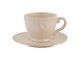 Béžový keramický šálek s podšálkem s dekorem slepičky Chicken Rustic - Ø 15*7 cm Clayre & Eef