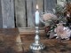 Stříbrný antik skleněný svícen na úzkou svíčku - Ø 9*14cm Chic Antique