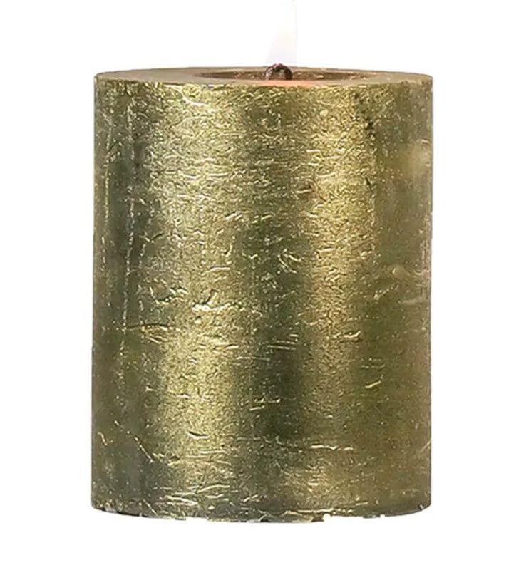 Zlatá metalická svíčka Gold S - 7*7*10 cm