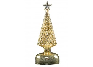 Zlatý svítící skleněný vánoční stromek Led S - Ø 8*23 cm