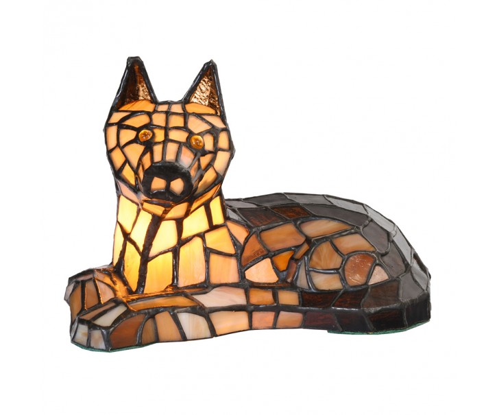 Stolní lampa Tiffany pes - 25*13*17 cm E14/max 1*25W Clayre & Eef