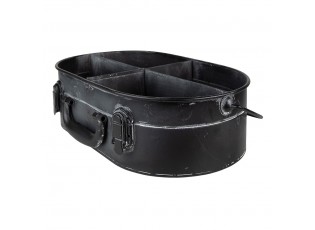 Černý antik úložný plechový organizér - 41*26*11 cm