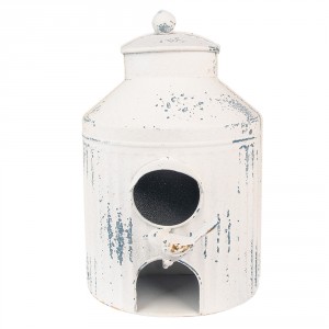 Béžová dekorativní plechová budka pro ptáčky Fun Antique - 19*13*28 cm