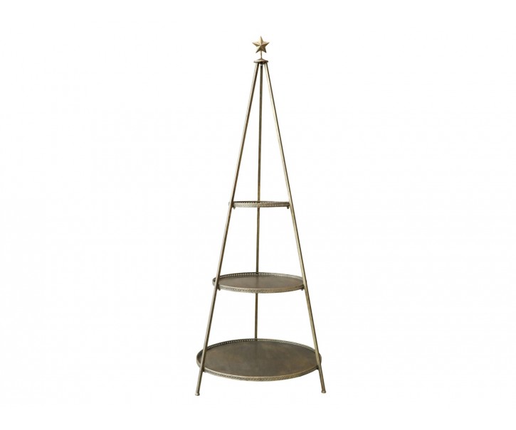 Zlatý antik kovový 3-patrový etažér Lucca - Ø64*165 cm Chic Antique