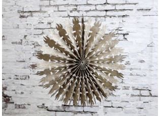 Champagne papírová hvězda Vintage s glitry - 39cm