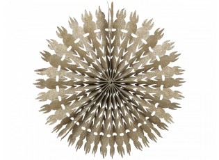 Champagne papírová hvězda Vintage s glitry - 39cm