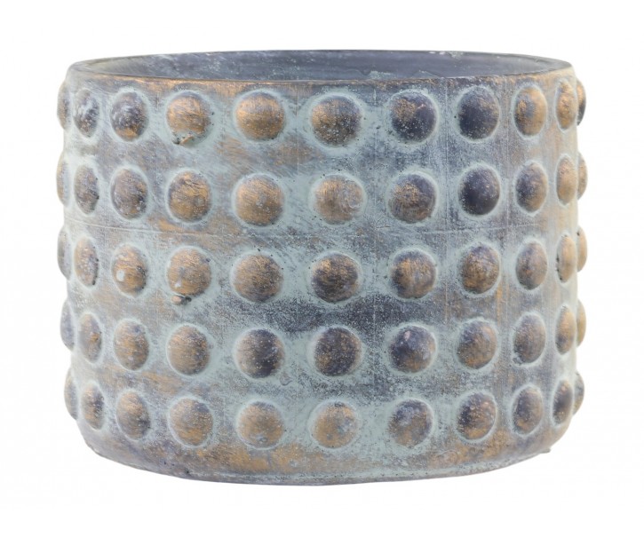 Opálovo-zlatý cementový obal na květináč Noyon - Ø 16,5*12,5cm Chic Antique