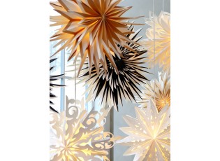 Krémová papírová hvězda Vintage Paper Star v dárkové krabičce - 54*23*54cm