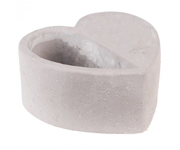 Šedý květináč ve tvaru srdce - 13*13*6 cm Clayre & Eef