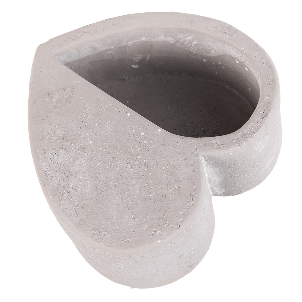 Šedý květináč ve tvaru srdce - 13*13*6 cm Clayre & Eef Šedý květináč ve tvaru srdce - 13*13*6 cm Clayre & Eef