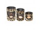 Svícen zdobený kůží se vzorem Leopard - 11,5*11,5*10,5cm Mars & More 
