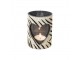 Svícen se srdcem zdobený kůží se vzorem Zebra - 11,5*11,5*16cm Mars & More 