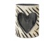 Svícen se srdcem zdobený kůží se vzorem Zebra - 11,5*11,5*16cm Mars & More 