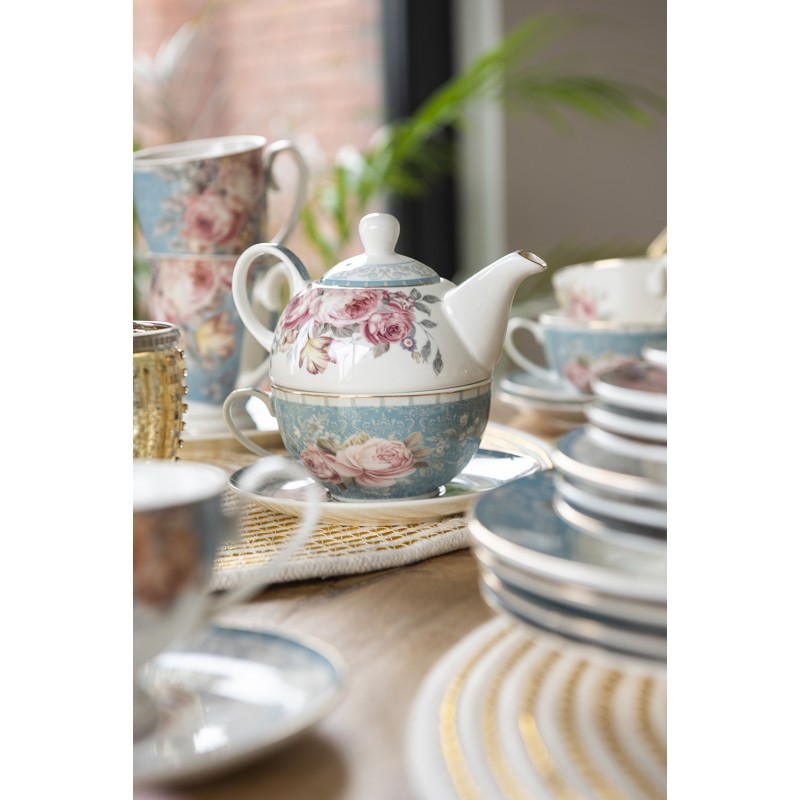 Porcelánový Tea for one Peony Rosé - 16*10*14 cm / 400 ml / 250 ml Clayre & Eef Porcelánový Tea for one Peony Rosé - 16*10*14 cm / 400 ml / 250 ml Clayre & Eef