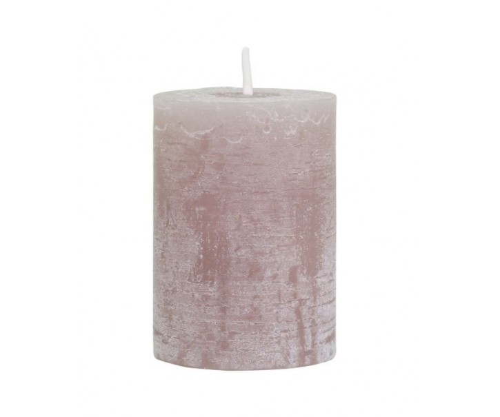 Taupe široká svíčka Rustic pillar - Ø 7*10cm Chic Antique