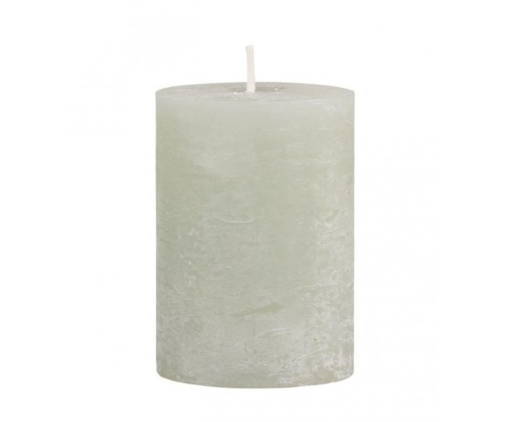 Zelená široká svíčka Rustic pillar verte - Ø 7*10cm/ 40h Chic Antique