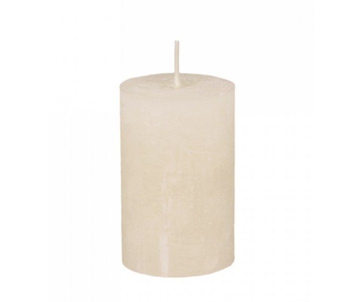Pudrová široká svíčka Rustic pillar nude - Ø 5 *8cm / 16h Chic Antique