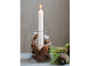 Bílá antik adventní svíčka s čísly 1-24 Advent Candle - Ø 3*29cm / 20h