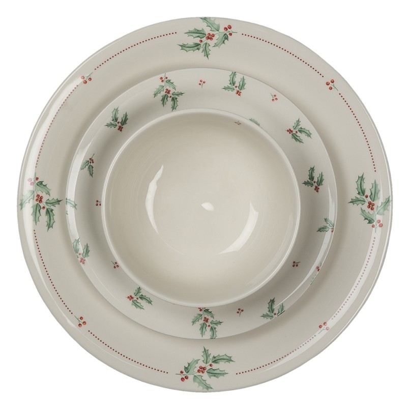 Porcelánová miska s cesmínou Holly Christmas - Ø 14*7 cm / 500 ml Clayre & Eef Porcelánová miska s cesmínou Holly Christmas - Ø 14*7 cm / 500 ml Clayre & Eef
