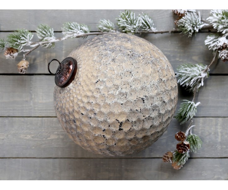 Veliká ozdoba s patinou skleněná koule Bauble antique - Ø 21cm Chic Antique