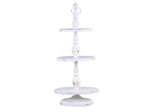 Krémový antik dekorační kovový etažér Lace edges - Ø36*83cm
