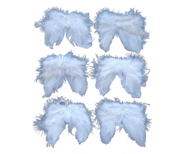 Set 6ks bílá andělská křídla z peříček - 10*10 cm Ostatn&iacute;
