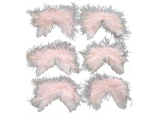 Set 6ks růžová andělská křídla z peříček - 10*10 cm