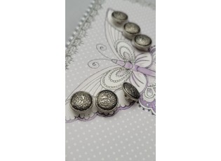 6ks starostříbrný dekorační knoflík - Ø 1,2*0,6 cm