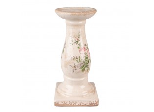 Béžový keramický svícen s růžemi Rossia - Ø12*24 cm