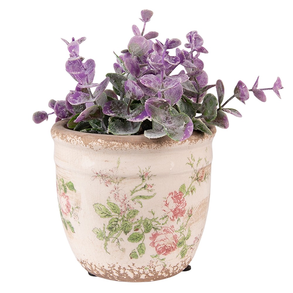 Keramický obal na květináč s růžemi Rossia S - Ø 12*11 cm Clayre & Eef Keramický obal na květináč s růžemi Rossia S - Ø 12*11 cm Clayre & Eef