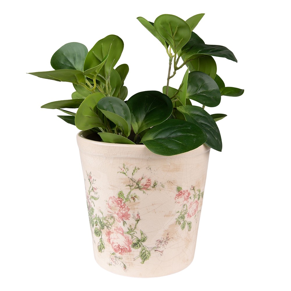 Keramický obal na květináč s růžemi Rossia M - Ø15*14 cm Clayre & Eef Keramický obal na květináč s růžemi Rossia M - Ø15*14 cm Clayre & Eef