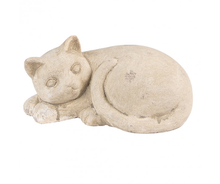 Béžová antik dekorace kočka - 25*15*12 cm