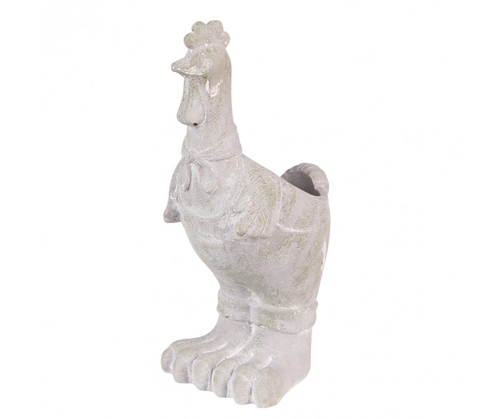 Šedý antik cementový květináč ve tvaru kohoutka - 11*10*26 cm Clayre & Eef