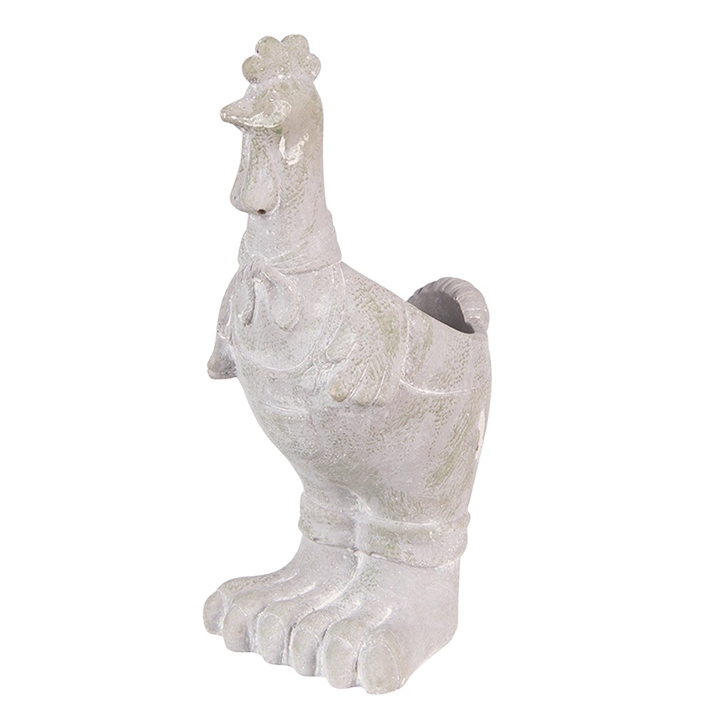 Šedý antik cementový květináč ve tvaru kohoutka - 11*10*26 cm