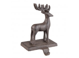 Hnědý litinový háček na punčochu socha jelena - 13*11*21 cm