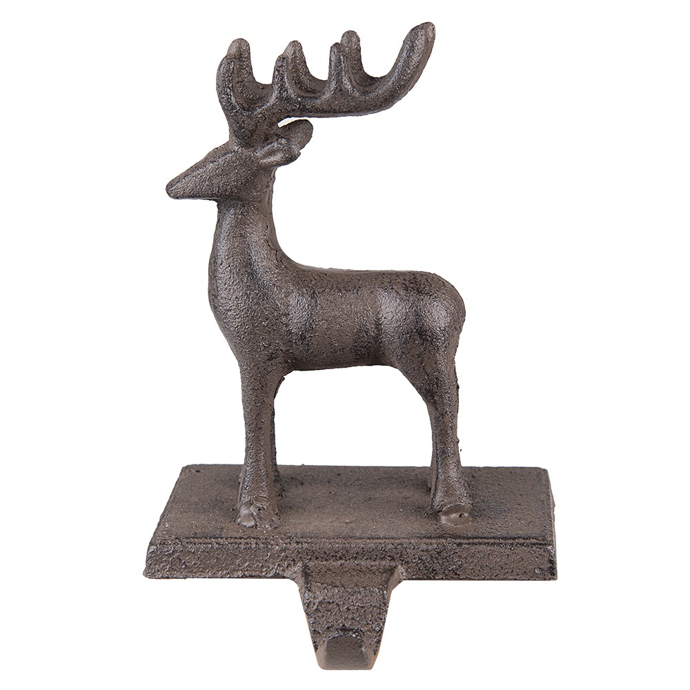 Hnědý litinový háček na punčochu socha jelena - 13*11*21 cm Clayre & Eef Hnědý litinový háček na punčochu socha jelena - 13*11*21 cm Clayre & Eef