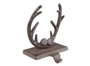 Hnědý litinový háček na punčochu paroží - 13*12*18 cm