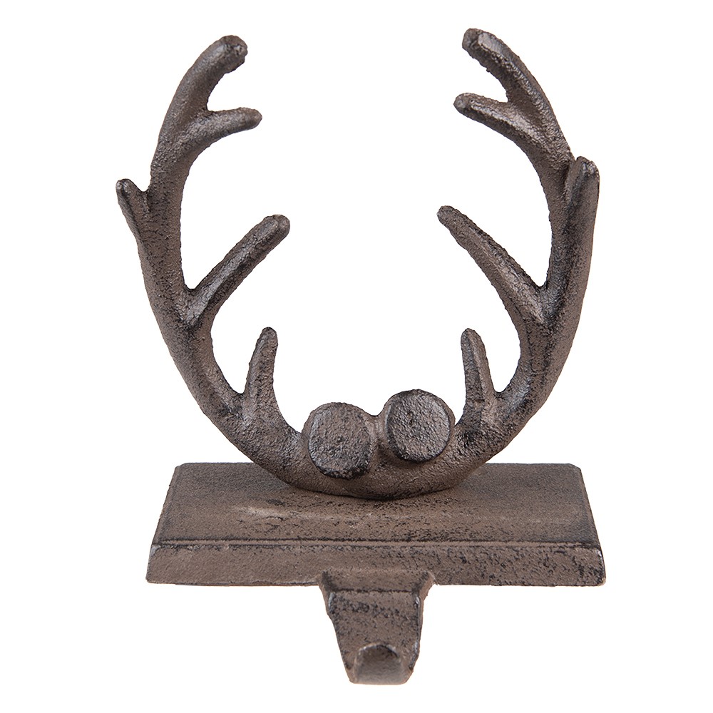 Hnědý litinový háček na punčochu paroží - 13*12*18 cm Clayre & Eef Hnědý litinový háček na punčochu paroží - 13*12*18 cm Clayre & Eef