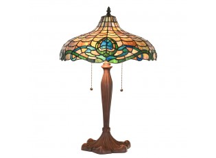 Hnědá stolní lampa Tiffany Vaganto - Ø 41*60 cm E27/max 2*60W