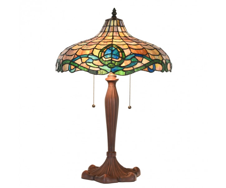 Hnědá stolní lampa Tiffany Vaganto - Ø 41*60 cm E27/max 2*60W Clayre & Eef