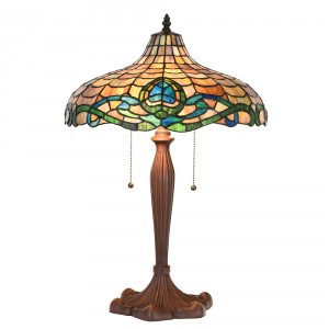 Hnědá stolní lampa Tiffany Vaganto - Ø 41*60 cm E27/max 2*60W