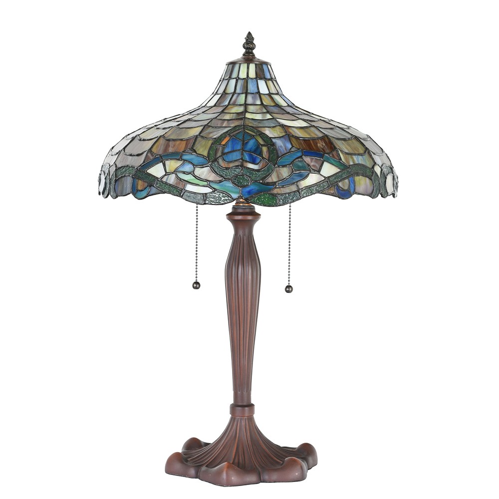 Hnědá stolní lampa Tiffany Vaganto - Ø 41*60 cm E27/max 2*60W Clayre & Eef Hnědá stolní lampa Tiffany Vaganto - Ø 41*60 cm E27/max 2*60W Clayre & Eef