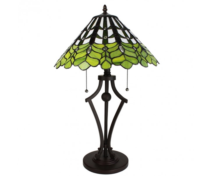 Zelená stolní lampa Tiffany Greena - Ø 41*62 cm E27/max 2*60W Clayre & Eef
