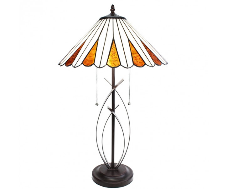 Béžovo-hnědá stolní lampa Tiffany Owa - Ø 41*69 cm E27/max 2*60W Clayre & Eef