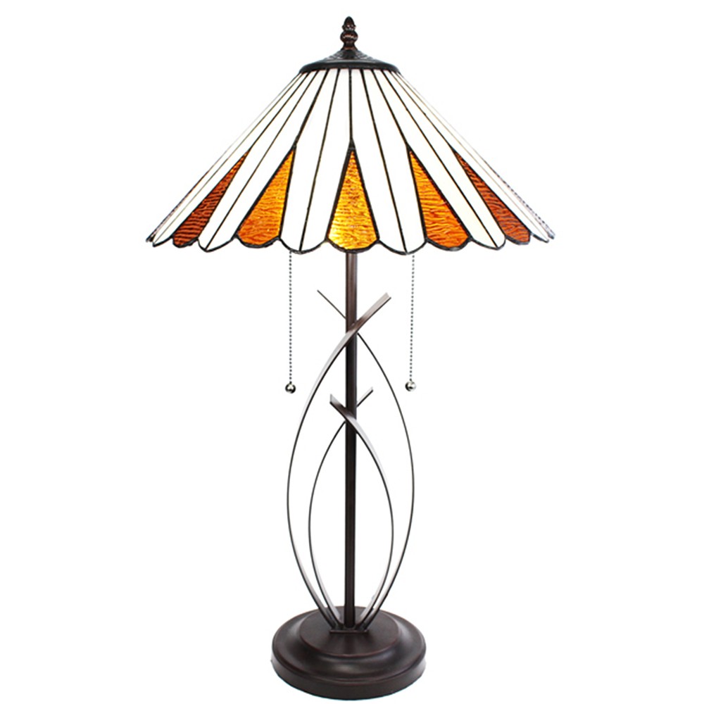 Béžovo-hnědá stolní lampa Tiffany Owa - Ø 41*69 cm E27/max 2*60W