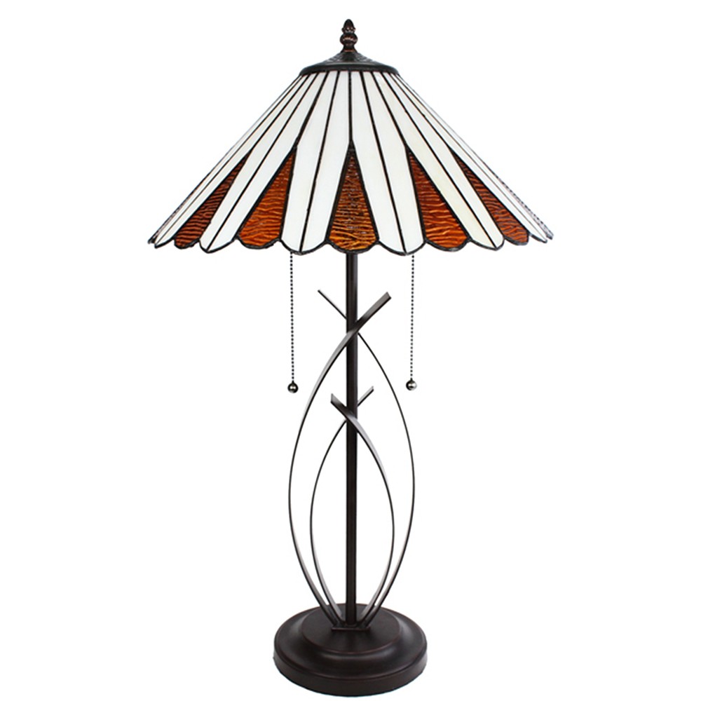 Béžovo-hnědá stolní lampa Tiffany Owa - Ø 41*69 cm E27/max 2*60W Clayre & Eef Béžovo-hnědá stolní lampa Tiffany Owa - Ø 41*69 cm E27/max 2*60W Clayre & Eef